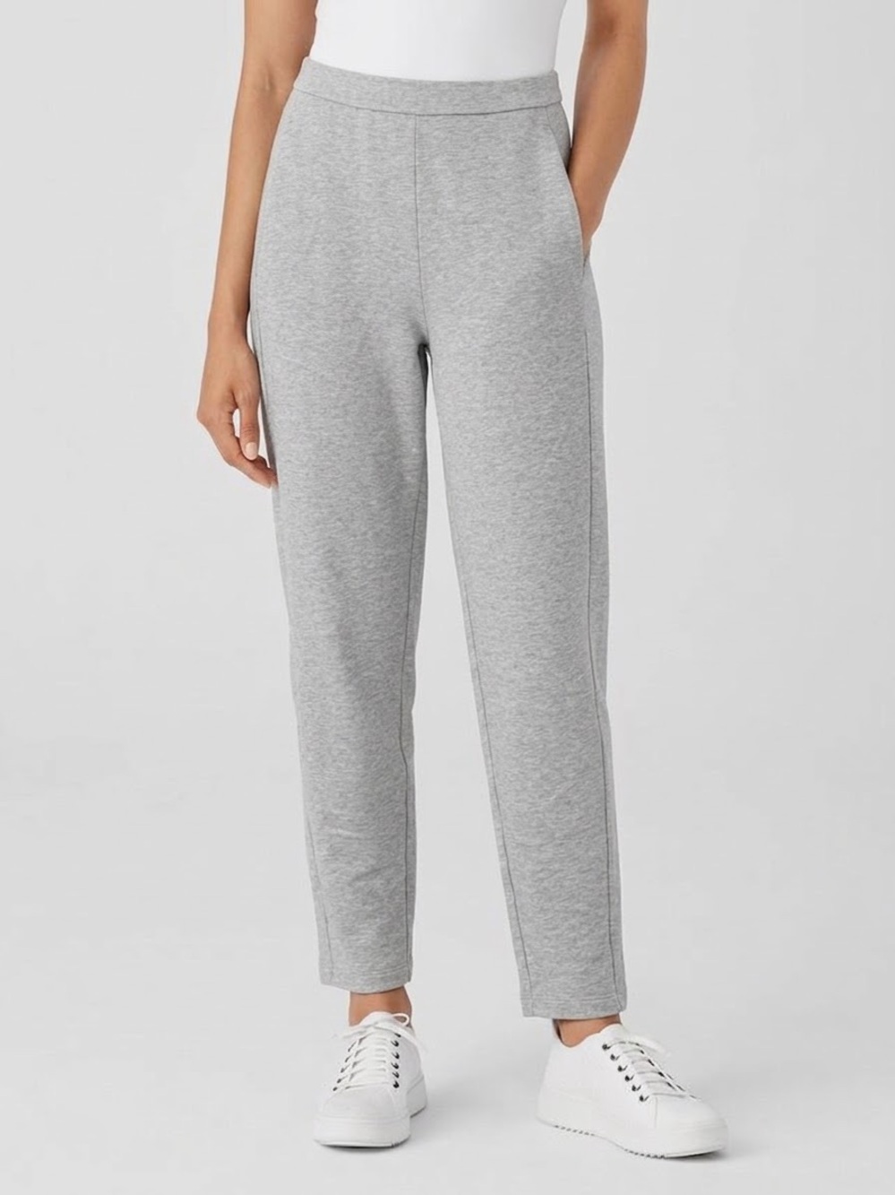 NWT Eileen Fisher Cozy Brushed Terry Slouchy Ankle Pants S Dark Pearl